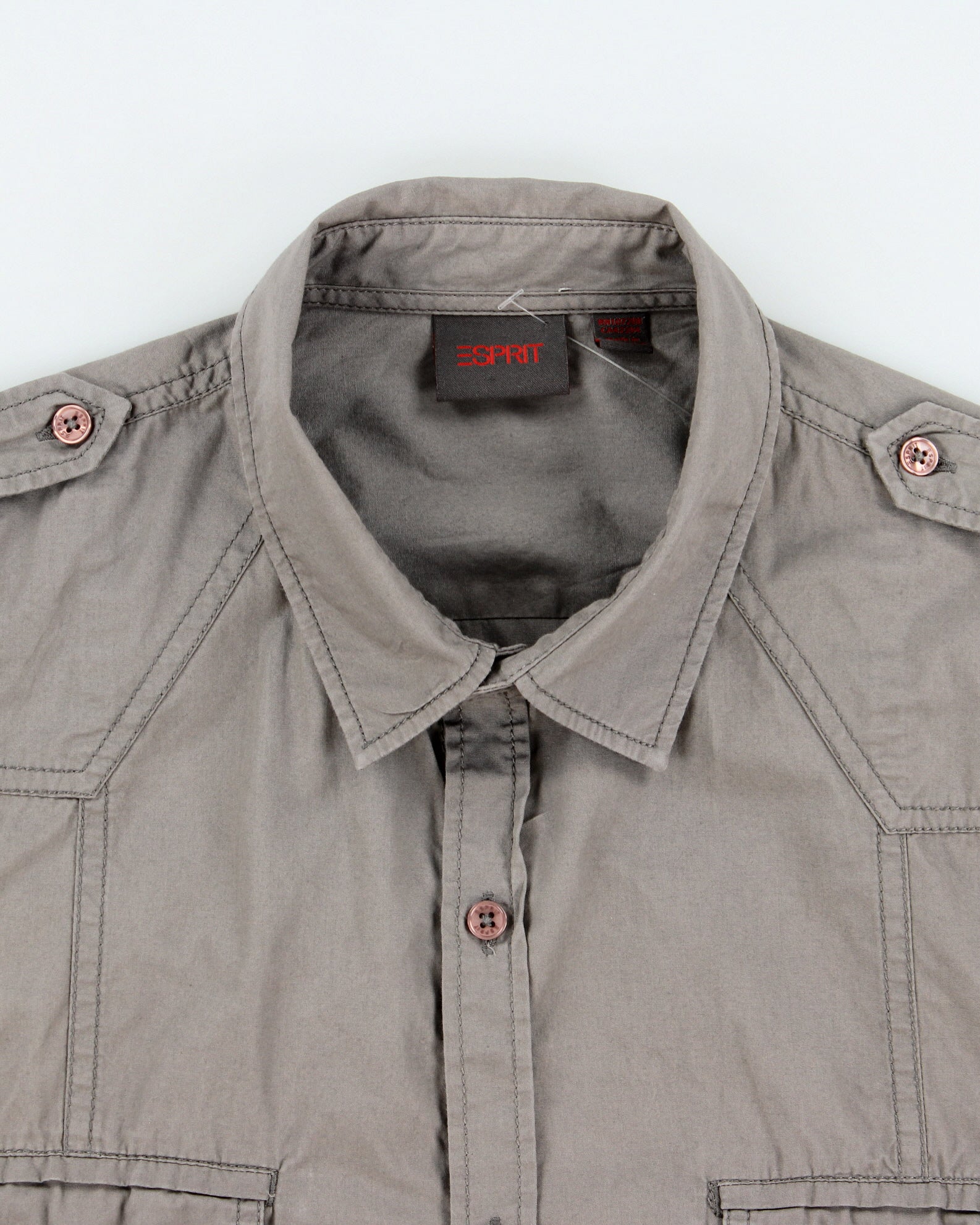 Vintage Y2K 00s Esprit Khaki Canvas Long Sleeve Utility Shirt - L