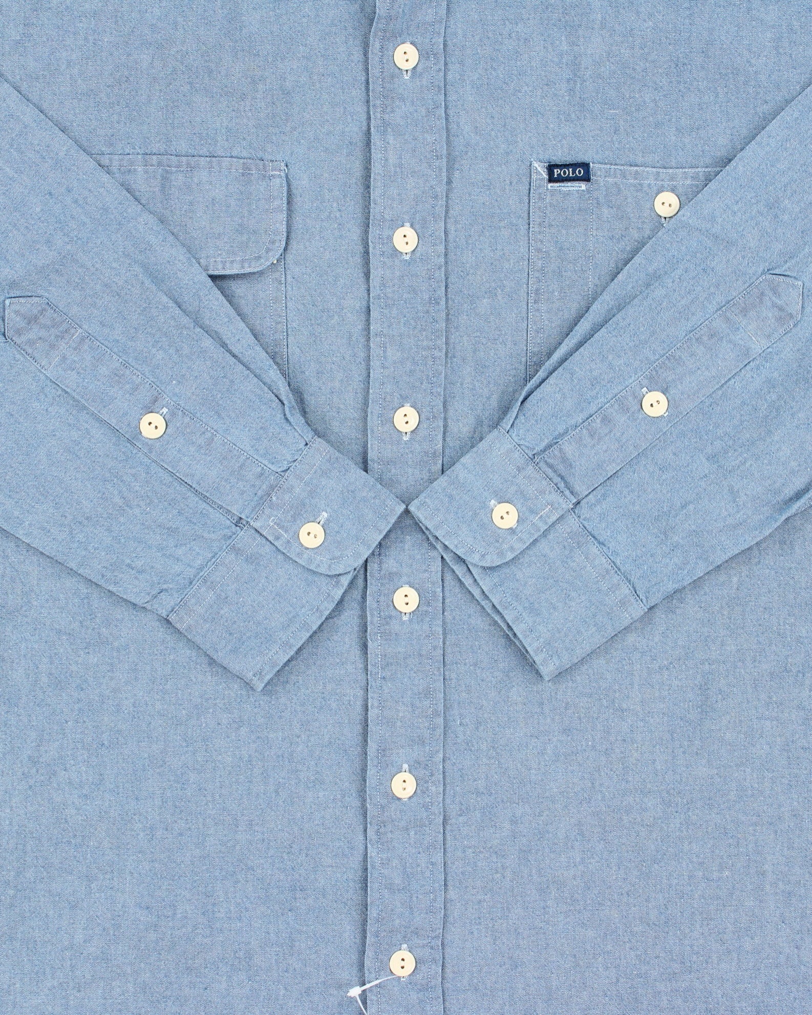 DSWT Vintage Y2K 00s Polo Ralph Lauren Chambray Long Sleeve Dungaree Work Shirt - M