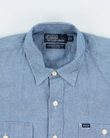 DSWT Vintage Y2K 00s Polo Ralph Lauren Chambray Long Sleeve Dungaree Work Shirt - M