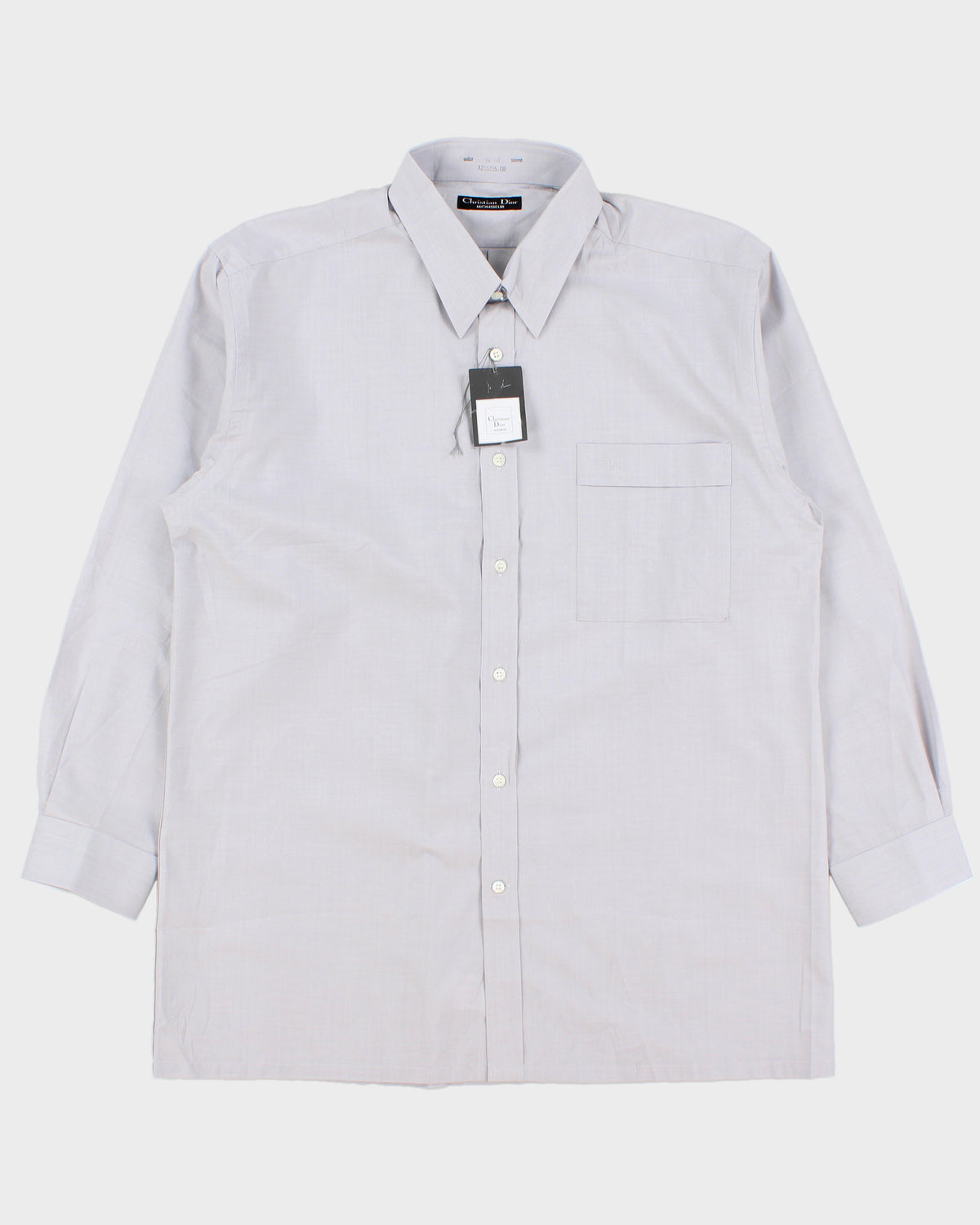 DSWT Vintage Christian Dior Monsieur Pale Grey Long Sleeve Formal Shirt - L