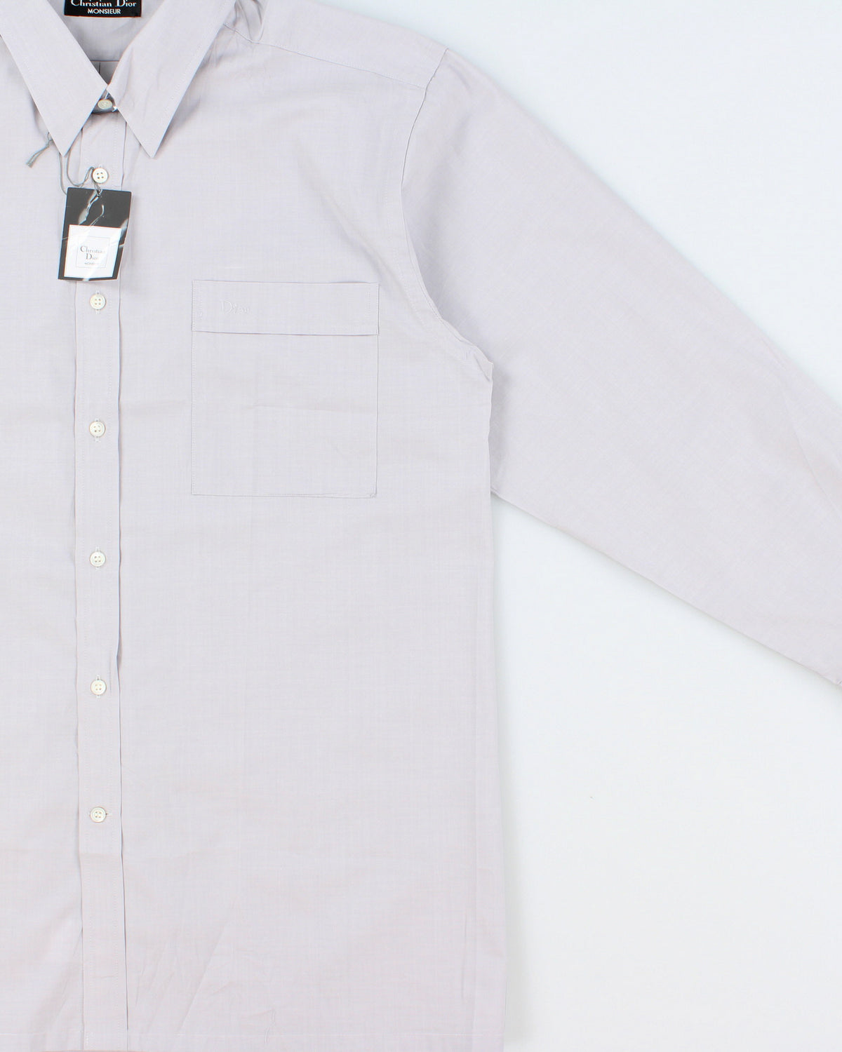 DSWT Vintage Christian Dior Monsieur Pale Grey Long Sleeve Formal Shirt - L