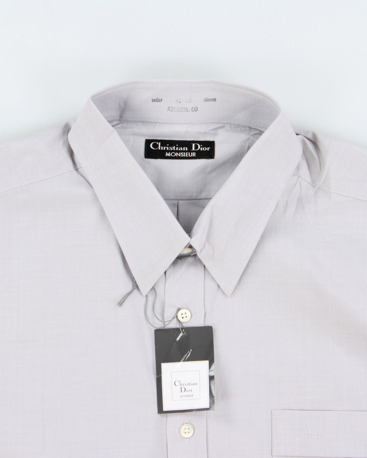 DSWT Vintage Christian Dior Monsieur Pale Grey Long Sleeve Formal Shirt - L