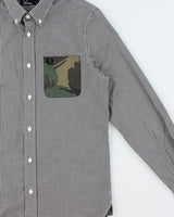 Vintage Fred Perry Gingham Woodland Camo Panel Pocket Long Sleeve Shirt - S