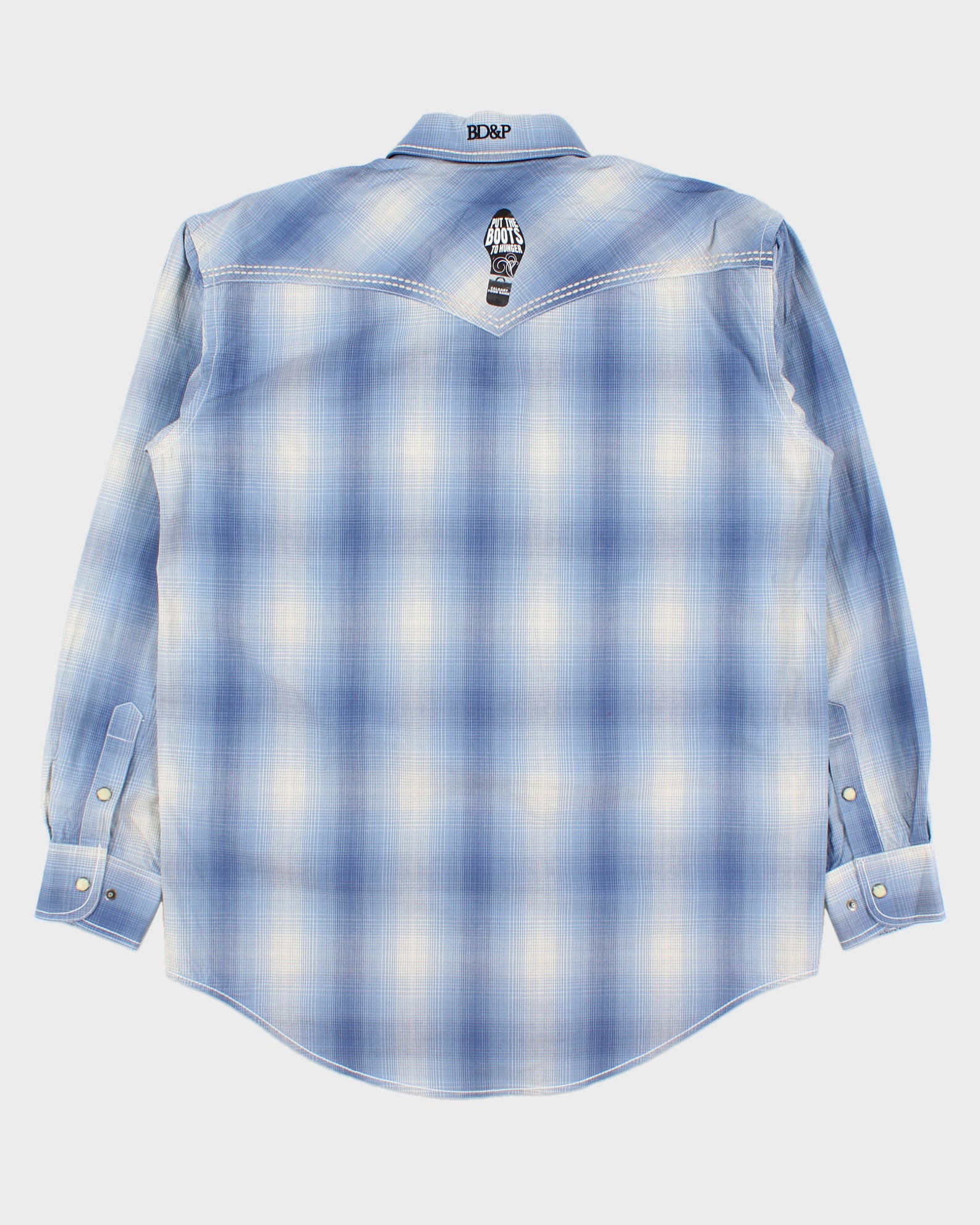 Vintage Y2K 00s Panhandle Rough Stock Plaid Contrast Stitch Pearl Snap Button Long Sleeve Western Shirt - M