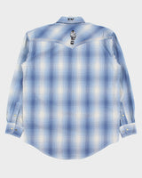 Vintage Y2K 00s Panhandle Rough Stock Plaid Contrast Stitch Pearl Snap Button Long Sleeve Western Shirt - M