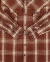 Vintage Y2K 00s Southern Thread Plaid Pearl Snap Button Long Sleeve Frayed Western Shirt - L