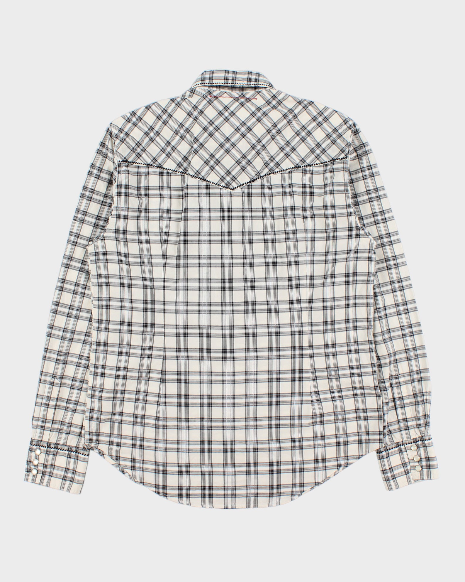 Vintage Y2K 00s Guess Plaid Contrast Stitch Pearl Snap Button Long Sleeve Western Shirt - M