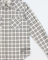 Vintage Y2K 00s Guess Plaid Contrast Stitch Pearl Snap Button Long Sleeve Western Shirt - M