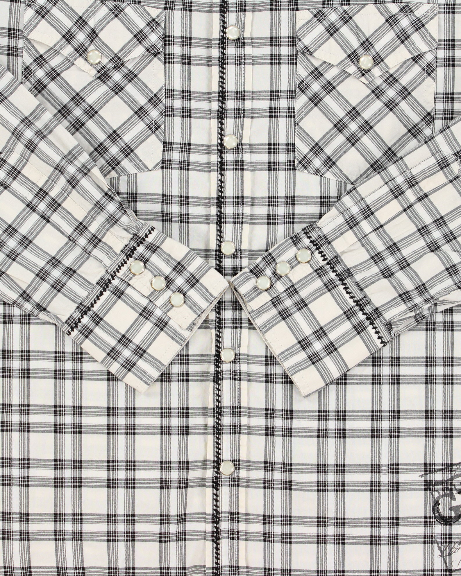 Vintage Y2K 00s Guess Plaid Contrast Stitch Pearl Snap Button Long Sleeve Western Shirt - M