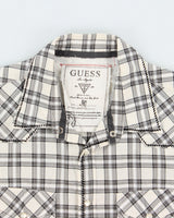 Vintage Y2K 00s Guess Plaid Contrast Stitch Pearl Snap Button Long Sleeve Western Shirt - M
