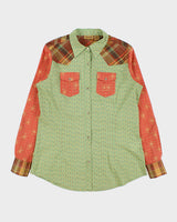 Vintage Wrangler Paisley Plaid Pearl Snap Button Long Sleeve Patterned Western Shirt - M