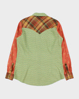 Vintage Wrangler Paisley Plaid Pearl Snap Button Long Sleeve Patterned Western Shirt - M