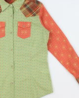 Vintage Wrangler Paisley Plaid Pearl Snap Button Long Sleeve Patterned Western Shirt - M