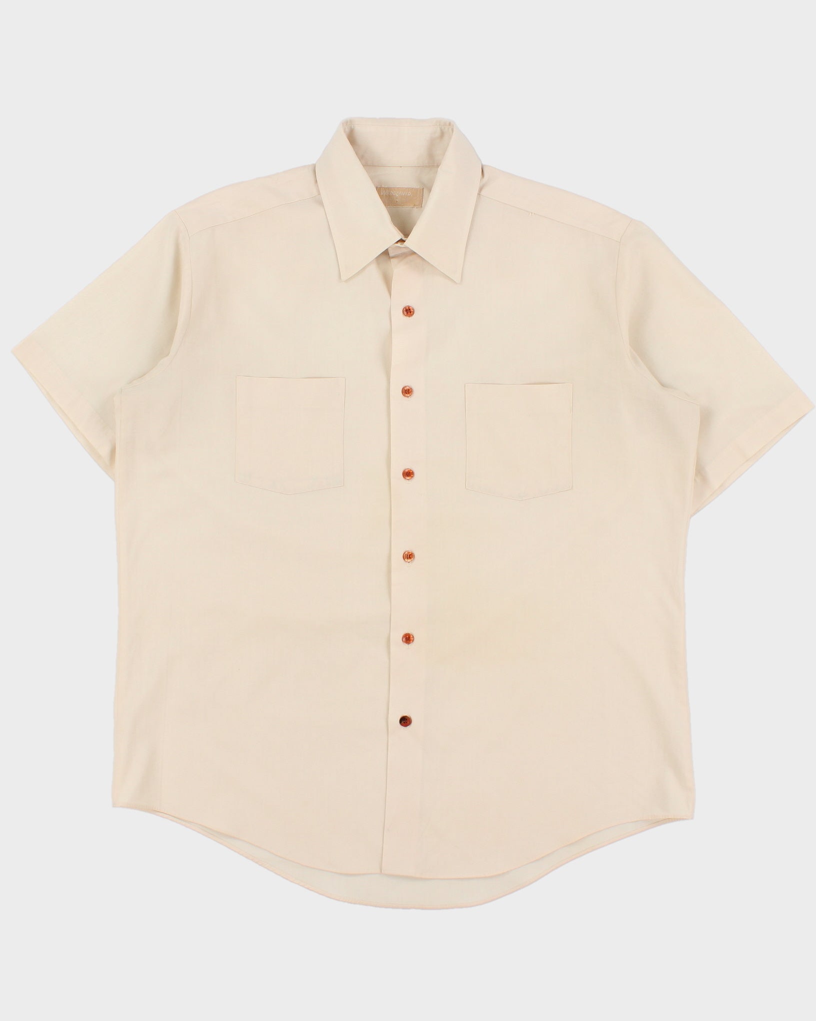 Vintage 1970s Wedgefield Cream Relaxed Fit Short Sleeve Pocket Shirt - L