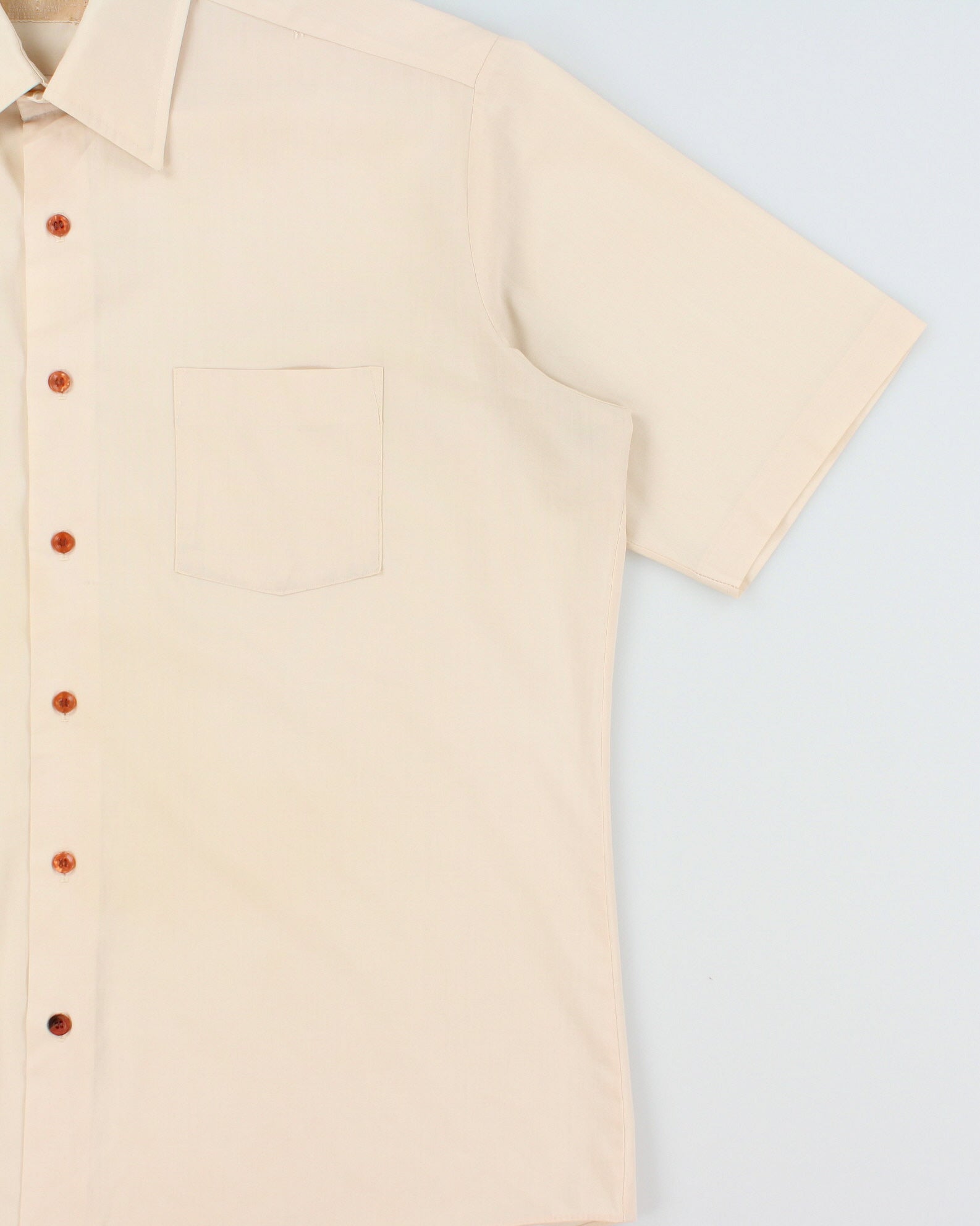 Vintage 1970s Wedgefield Cream Relaxed Fit Short Sleeve Pocket Shirt - L