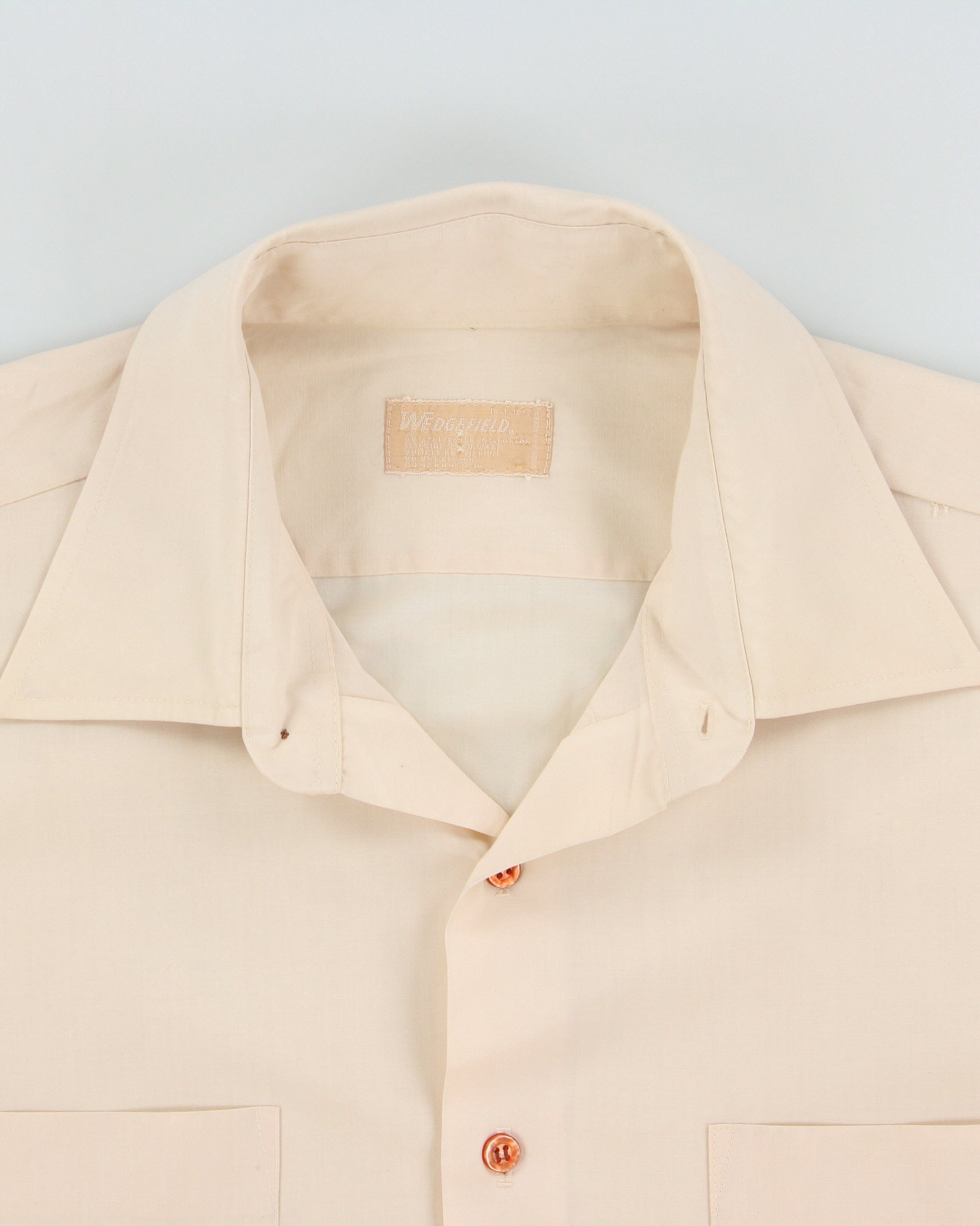 Vintage 1970s Wedgefield Cream Relaxed Fit Short Sleeve Pocket Shirt - L