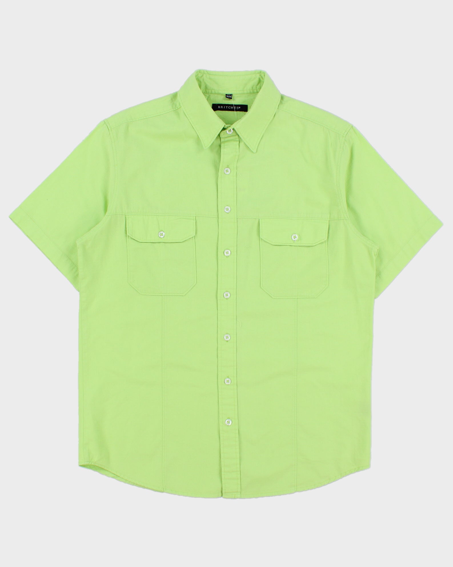Vintage Y2K 00s Britches Lime Short Sleeve Panel Pocket Shirt - M