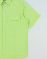 Vintage Y2K 00s Britches Lime Short Sleeve Panel Pocket Shirt - M