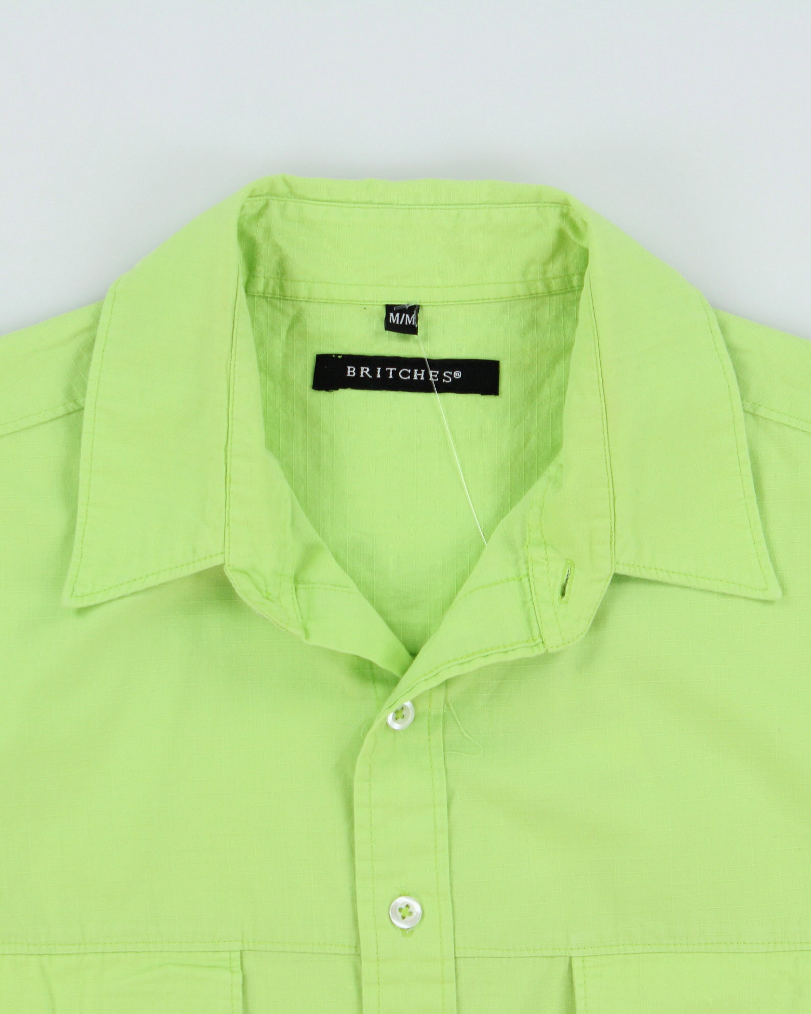 Vintage Y2K 00s Britches Lime Short Sleeve Panel Pocket Shirt - M
