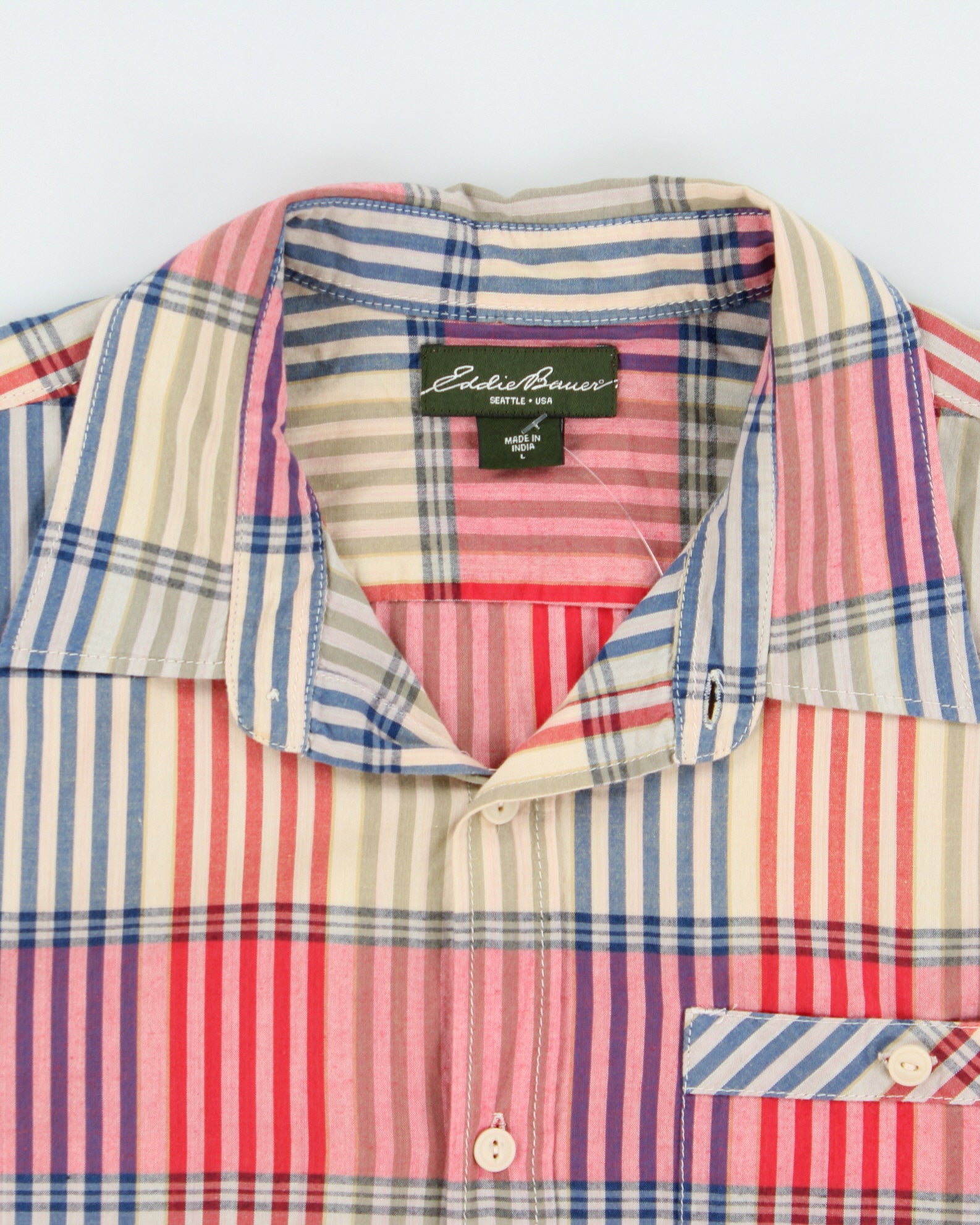 Vintage Eddie Bauer Striped Relaxed Fit Short Sleeve Pocket Shirt - L
