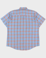 Vintage 1970s Dee Cee Plaid Pearl Snap Button Made In USA Permanent Press Short Sleeve Western Shirt - XL