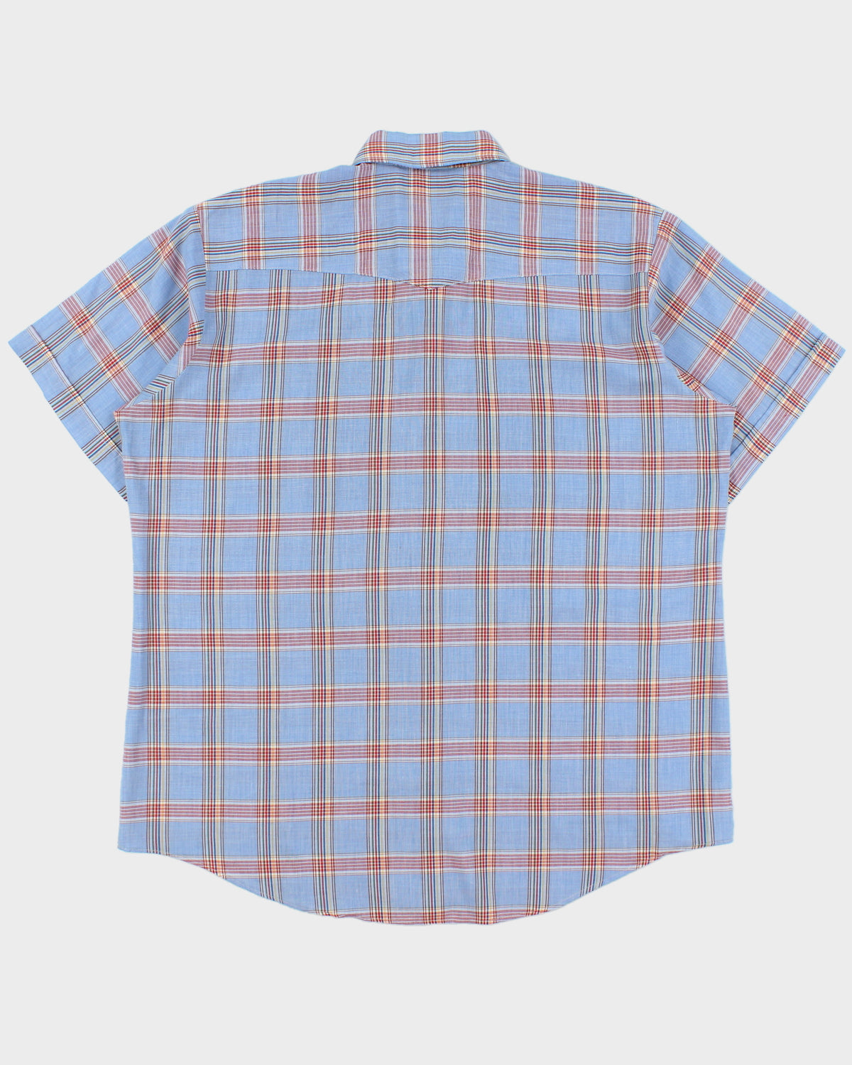 Vintage 1970s Dee Cee Plaid Pearl Snap Button Made In USA Permanent Press Short Sleeve Western Shirt - XL