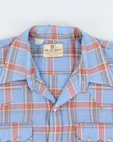 Vintage 1970s Dee Cee Plaid Pearl Snap Button Made In USA Permanent Press Short Sleeve Western Shirt - XL