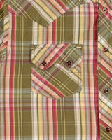 Vintage Y2K 00s Redsquad Khaki Plaid Pearl Snap Button Short Sleeve Western Shirt - S