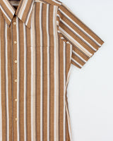 DS Vintage 1970s Oleg Cassini By Burma Pattern Striped Short Sleeve Shirt - M