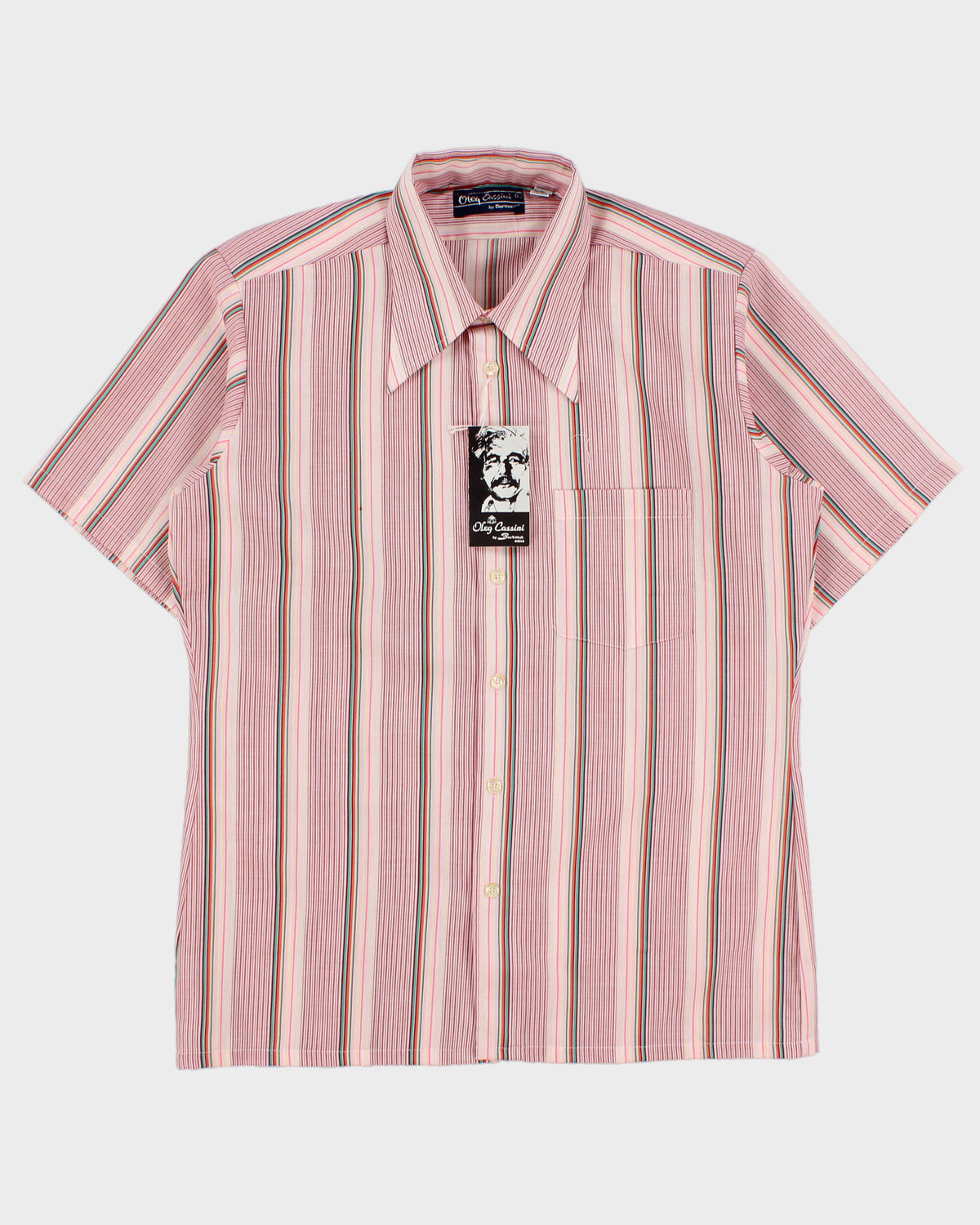 DSWT Vintage 1970s Oleg Cassini By Burma Striped Short Sleeve Shirt - L