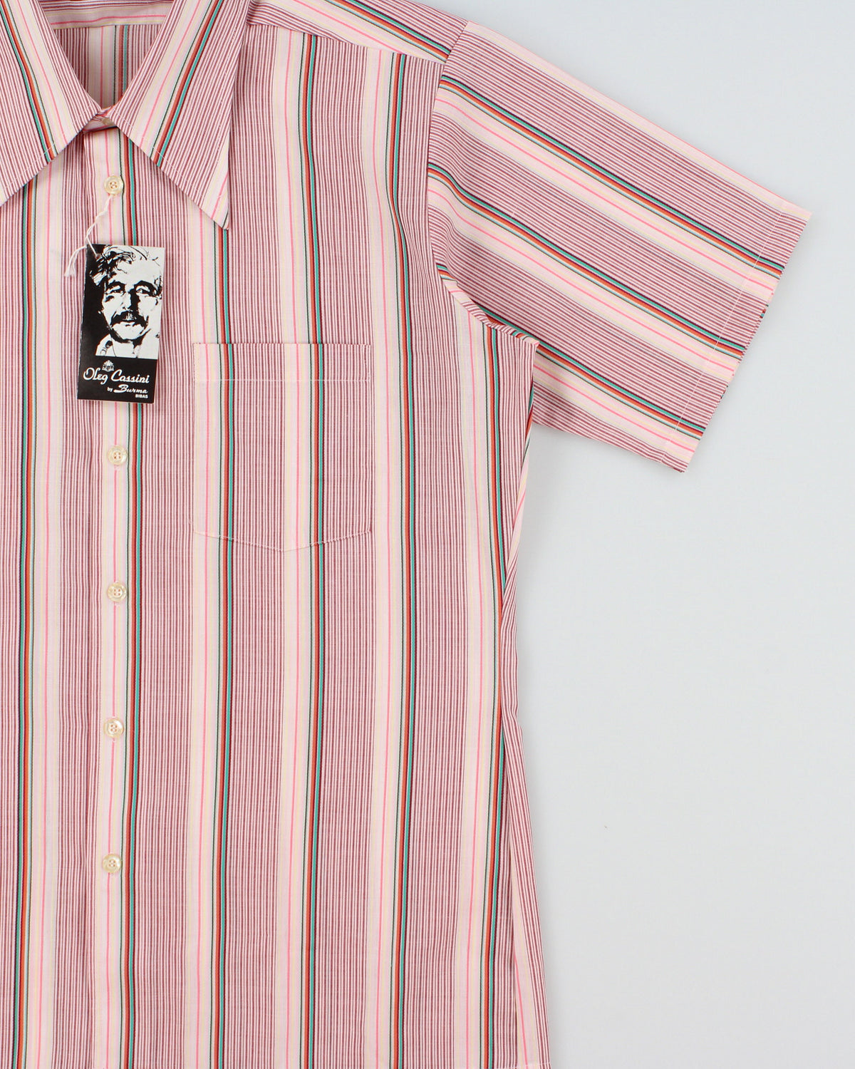 DSWT Vintage 1970s Oleg Cassini By Burma Striped Short Sleeve Shirt - L