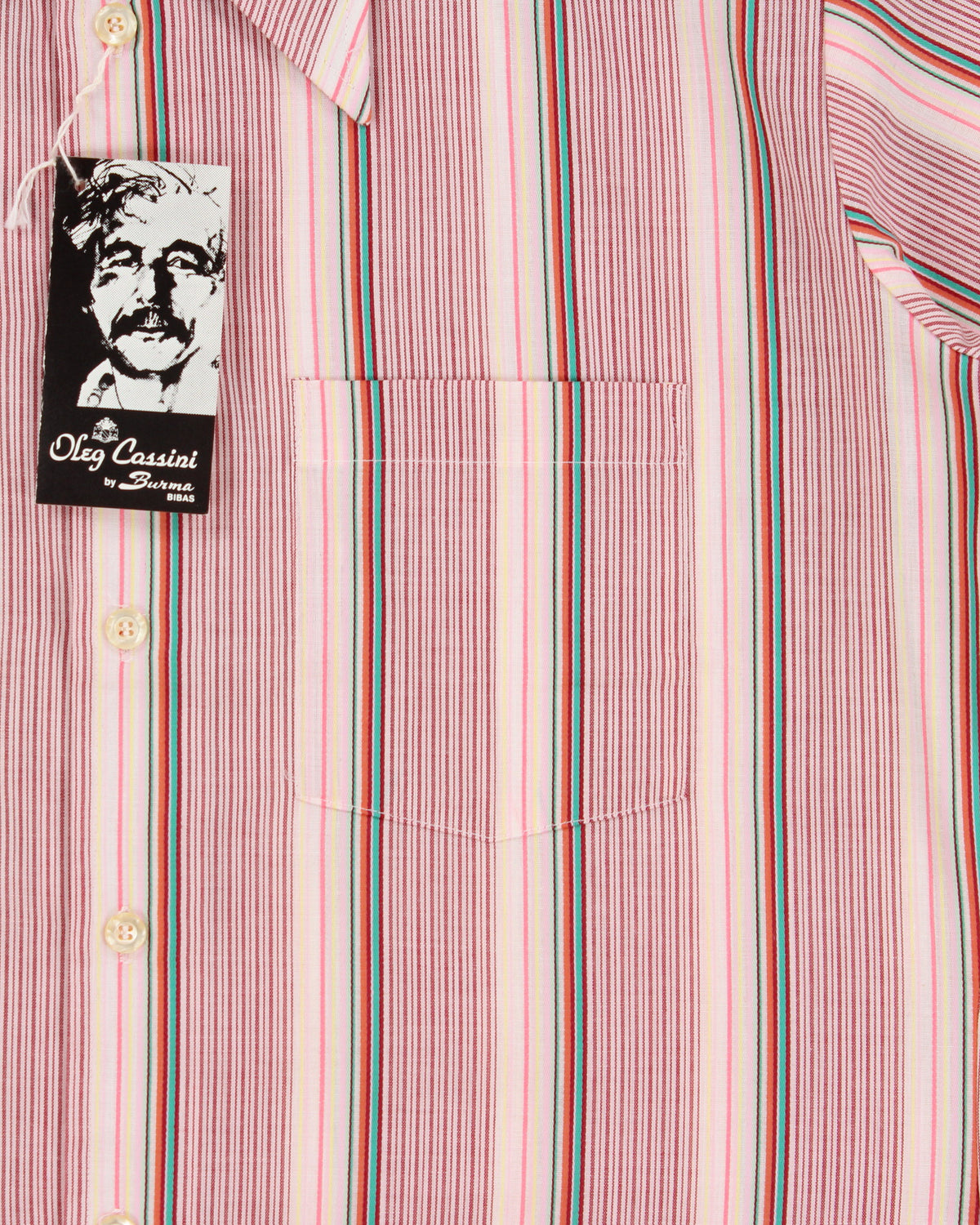DSWT Vintage 1970s Oleg Cassini By Burma Striped Short Sleeve Shirt - L