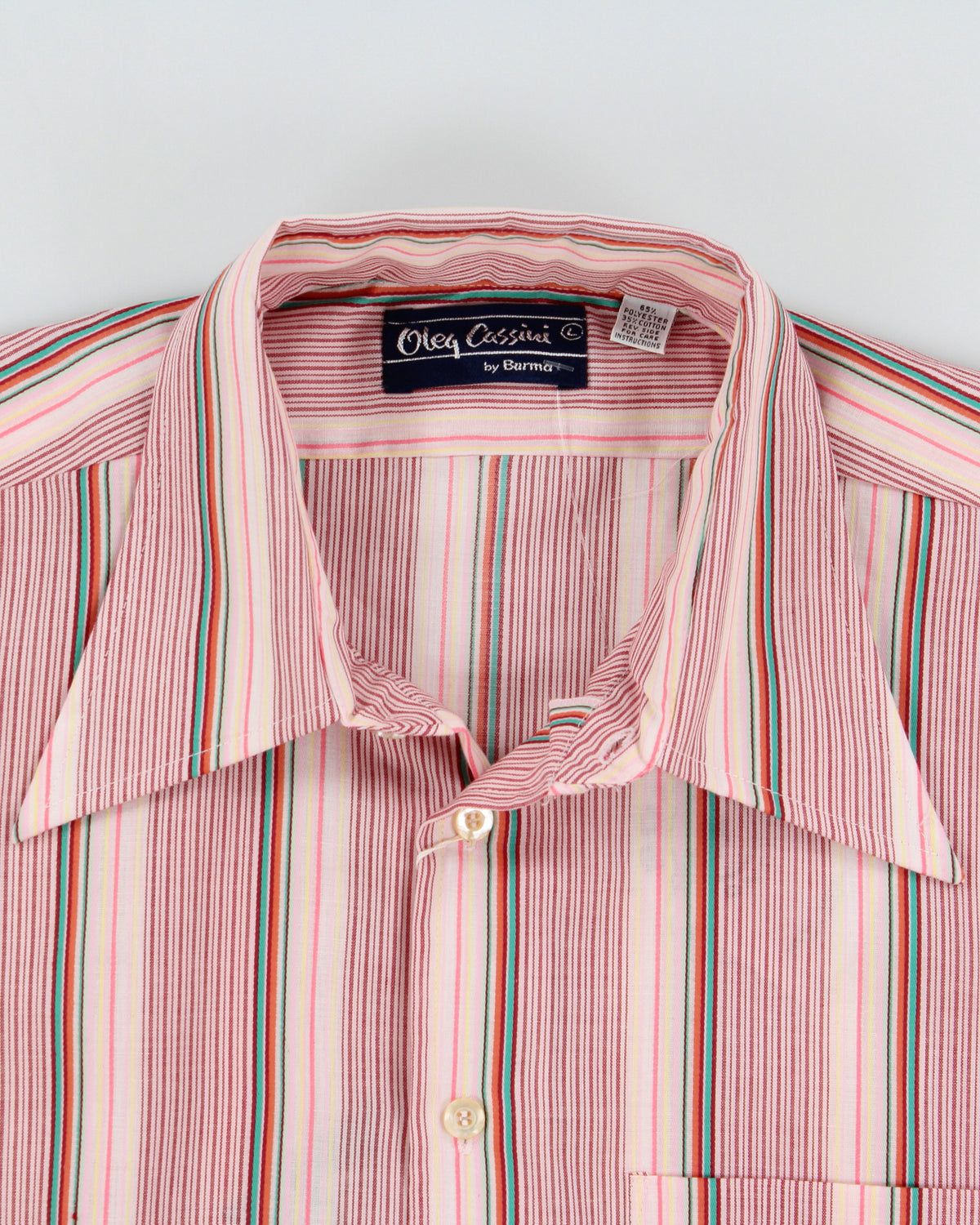 DSWT Vintage 1970s Oleg Cassini By Burma Striped Short Sleeve Shirt - L