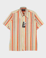 DSWT Vintage 1970s Oleg Cassini By Burma Texture Striped Short Sleeve Shirt - M