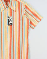 DSWT Vintage 1970s Oleg Cassini By Burma Texture Striped Short Sleeve Shirt - M