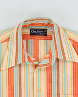 DSWT Vintage 1970s Oleg Cassini By Burma Texture Striped Short Sleeve Shirt - M