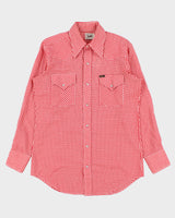 Vintage 1970s Lee Gingham Pearl Snap Button Extra Long Tails Made In Canada Long Sleeve Western Shirt - L