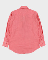 Vintage 1970s Lee Gingham Pearl Snap Button Extra Long Tails Made In Canada Long Sleeve Western Shirt - L