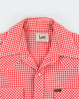 Vintage 1970s Lee Gingham Pearl Snap Button Extra Long Tails Made In Canada Long Sleeve Western Shirt - L