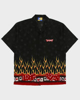 Vintage Y2K 00s Las Vegas Casino Flames Short Sleeve Bowling Shirt - L