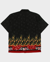 Vintage Y2K 00s Las Vegas Casino Flames Short Sleeve Bowling Shirt - L