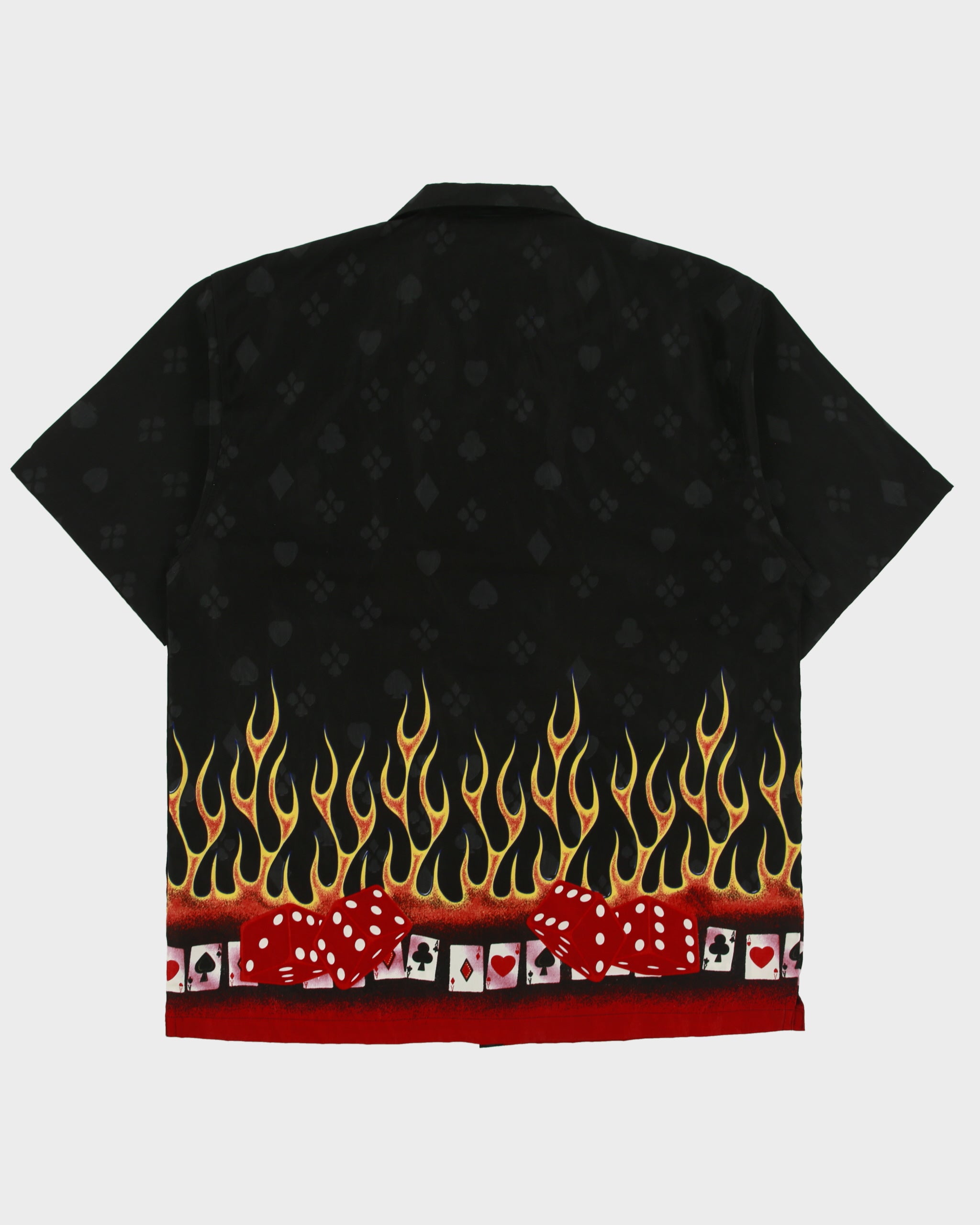 Vintage Y2K 00s Las Vegas Casino Flames Short Sleeve Bowling Shirt - L
