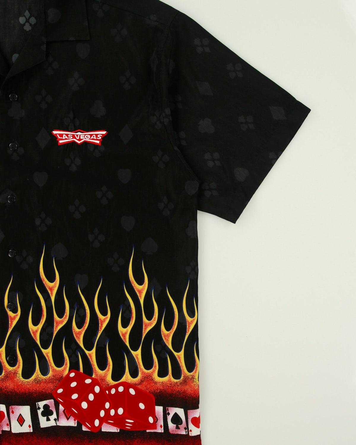 Vintage Y2K 00s Las Vegas Casino Flames Short Sleeve Bowling Shirt - L