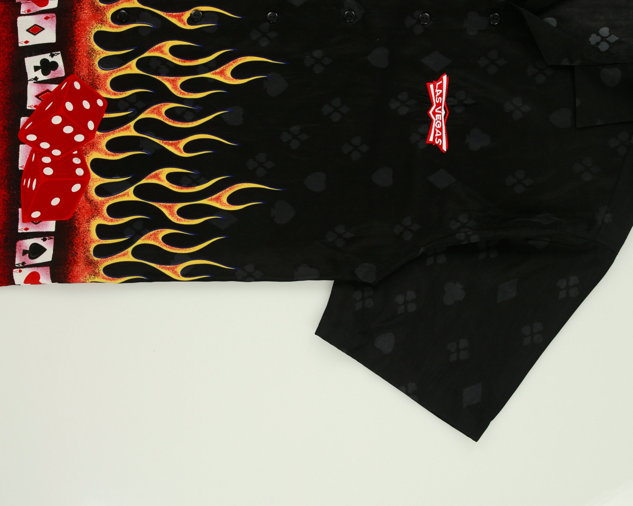Vintage Y2K 00s Las Vegas Casino Flames Short Sleeve Bowling Shirt - L