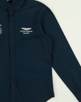 Vintage Hackett x Aston Martin Racing Navy Embroidered Long Sleeve Motorsport Shirt - L