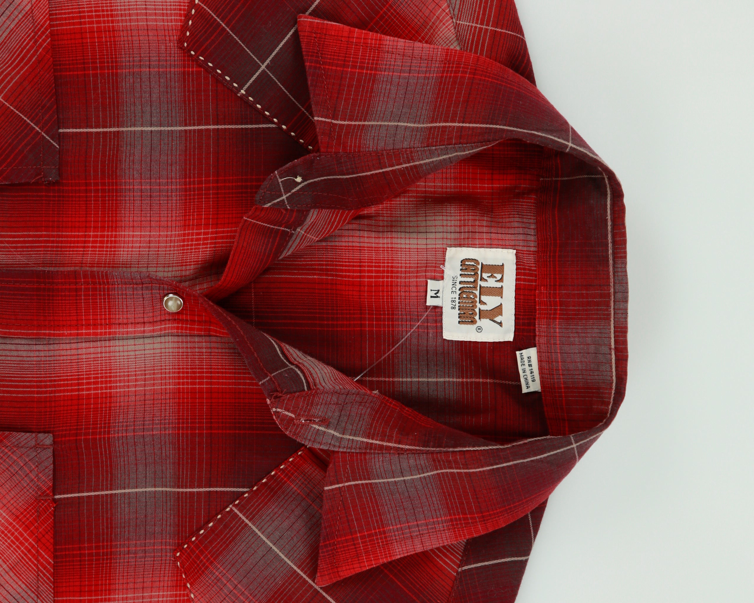 Vintage Y2K 00s Ely Cattleman Plaid Pearl Snap Button Long Sleeve Western Shirt - M