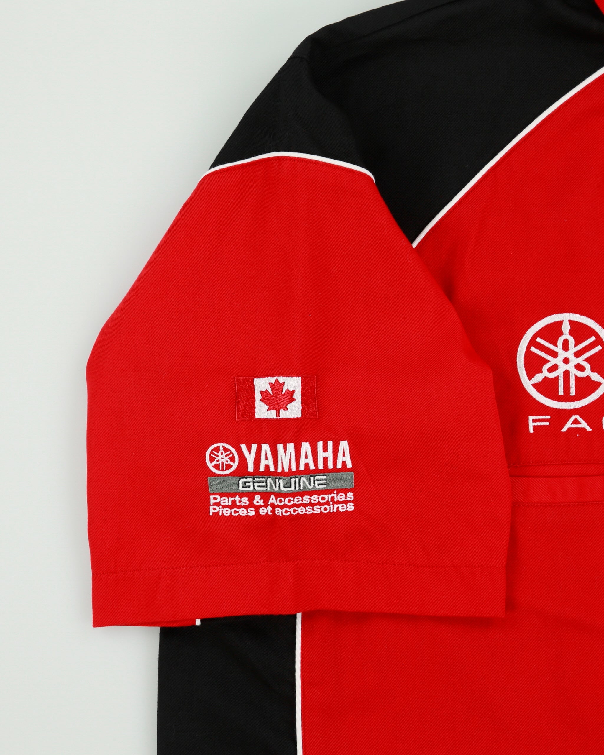 Vintage Y2K 00s Yamaha Factory Racing Riverside Embroidered Made In Canada Short Sleeve Pit Crew Shirt - XL