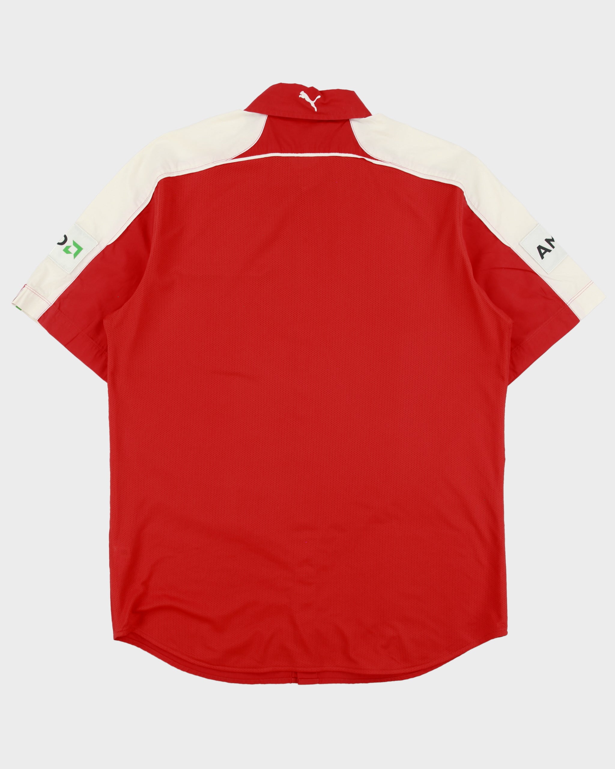 Vintage Puma Ferrari F1 Racing Embroidered Patch Short Sleeve Pit Crew Shirt - L