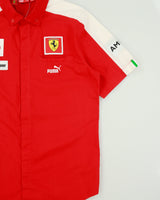 Vintage Puma Ferrari F1 Racing Embroidered Patch Short Sleeve Pit Crew Shirt - L