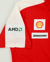Vintage Puma Ferrari F1 Racing Embroidered Patch Short Sleeve Pit Crew Shirt - L